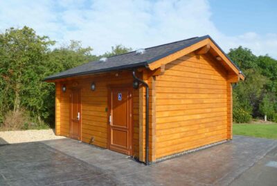Toilet and shower block